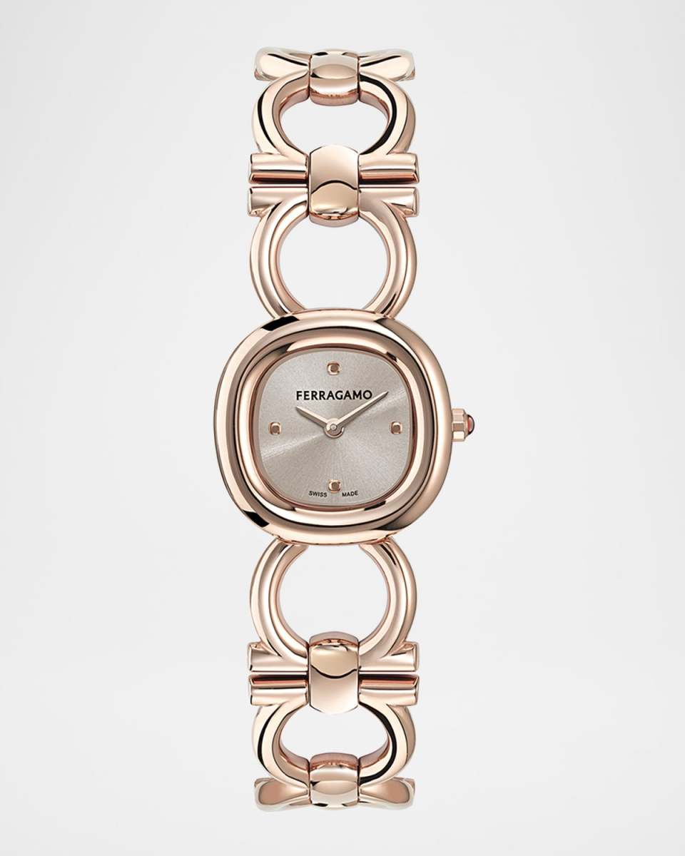 Double Gancini 25MM IP Rose Gold Bracelet Watch